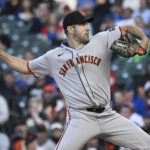 May 6, 2025; Chicago, Illinois, USA; San Francisco Giants pitcher Justin Verlander (35) delivers against the Chicago Cubs during the first inning at Wrigley Field. Mandatory Credit: Matt Marton-Imagn Images