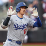 May 25, 2025; New York City, New York, USA; Los Angeles Dodgers designated hitter Shohei Ohtani (17) rounds the bases after a solo home run during the first inning against the New York Mets at Citi Field. Mandatory Credit: Vincent Carchietta-Imagn Images