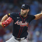 May 29, 2025; Philadelphia, Pennsylvania, USA; Atlanta Braves pitcher Chris Sale (51) throws a pitch during the sixth inning against the Philadelphia Phillies at Citizens Bank Park. Mandatory Credit: Bill Streicher-Imagn Images