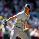 Jul 1, 1991; Toronto, ON, CANADA; FILE PHOTO; Seattle Mariners pitcher (51) Randy Johnson in action against the Toronto Blue Jays at the Skydome. Mandatory Credit: Photo By; USA TODAY Sports (c) Copyright USA TODAY Sports
