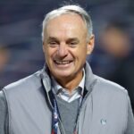 Oct 16, 2024; New York City, New York, USA; MLB Commissioner Rob Manfred before game three of the NLCS for the 2024 MLB playoffs at Citi Field. Mandatory Credit: Brad Penner-Imagn Images