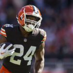 Oct 20, 2024; Cleveland, Ohio, USA; Cleveland Browns running back Nick Chubb (24) runs the ball during warmups before the game against the Cincinnati Bengals at Huntington Bank Field. Mandatory Credit: Scott Galvin-Imagn Images