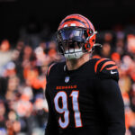 Dec 22, 2024; Cincinnati, Ohio, USA; Cincinnati Bengals defensive end Trey Hendrickson (91) runs onto the field before the game against the Cleveland Browns at Paycor Stadium. Mandatory Credit: Katie Stratman-Imagn Images