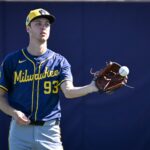 Milwaukee Brewers pitcher Jacob Misiorowski (93) plays catch during spring training workouts Saturday, February 15, 2025, at the American Family Fields of Phoenix in Phoenix, Arizona.
