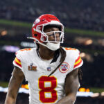 Lamar Jackson Feb 9, 2025; New Orleans, LA, USA; Kansas City Chiefs wide receiver DeAndre Hopkins (8) against the Philadelphia Eagles in Super Bowl LIX at Ceasars Superdome. Mandatory Credit: Mark J. Rebilas-Imagn Images