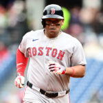 Apr 26, 2025; Cleveland, Ohio, USA; Boston Red Sox designated hitter Rafael Devers (11) rounds the bases after hitting a home run during the third inning against the Cleveland Guardians at Progressive Field. Mandatory Credit: Apr 26, 2025; Cleveland, Ohio, USA; Boston Red Sox designated hitter Rafael Devers (11) rounds the bases after hitting a home run during the third inning against the Cleveland Guardians at Progressive Field. Mandatory Credit: Ken Blaze-Imagn Images