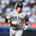 Jun 1, 2025; Los Angeles, California, USA; New York Yankees designated hitter Ben Rice (22) rounds the bases on a two-run home run against the Los Angeles Dodgers during the third inning at Dodger Stadium. Mandatory Credit: Jonathan Hui-Imagn Images