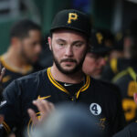 Jun 3, 2025; Pittsburgh, Pennsylvania, USA; Pittsburgh Pirates starting pitcher Paul Skenes (30) high-fives in the dugout after pitching the eighth inning against the Houston Astros at PNC Park. Mandatory Credit: Charles LeClaire-Imagn Images