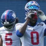 East Rutherford, NJ -- June 5, 2025 -- Linebackers, Kayvon Thibodeaux and Brian Burns as the New York Giants players participate in their 2025 OTAÕs at the Quest Diagnostic Giants Training Center in East Rutherford.