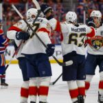 onde assistir NHL - Jun 14, 2025; Edmonton, Alberta, CAN; Florida Panthers celebrate forward Eetu Luostarinen (27) goal during the third period against the Edmonton Oilers in game five of the 2025 Stanley Cup Final at Rogers Place. Mandatory Credit: Perry Nelson-Imagn Images