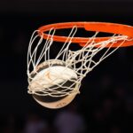 Jun 17, 2025; Los Angeles, California, USA; A Wilson official WNBA Evo NXT basketball with the Commissioner's Cup logo during the game between the Seattle Storm and the LA Sparks at Crypto.com Arena. Mandatory Credit: Kirby Lee-Imagn Images
