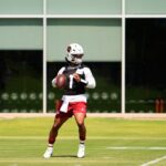 Arizona Cardinals quarterback Kyler Murray (1) during minicamp at the Cardinals training center in Tempe on June 11, 2025.