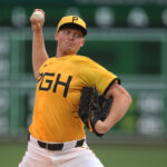 Jun 27, 2025; Pittsburgh, Pennsylvania, USA; Pittsburgh Pirates starting pitcher Mitch Keller (23) delivers a pitch against the New York Mets during the first inning at PNC Park. Mandatory Credit: Charles LeClaire-Imagn Images