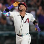 Arizona Diamondbacks Ketel Marte (4) celebrates his 3-run home run against the Miami Marlins at Chase Field on Saturday in Phoenix, on June 28, 2025.