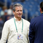 Oct 7, 2019; St. Petersburg, FL, USA; Tampa Bay Rays principal owner Stuart Sternberg on the field before the game against the Houston Astros in game three of the 2019 ALDS playoff baseball series at Tropicana Field. Mandatory Credit: Kim Klement-USA TODAY Sports