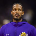 Apr 5, 2022; Phoenix, Arizona, USA; Los Angeles Lakers forward Trevor Ariza against the Phoenix Suns at Footprint Center. Mandatory Credit: Mark J. Rebilas-USA TODAY Sports