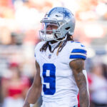 October 8, 2023; Santa Clara, California, USA; Dallas Cowboys wide receiver KaVontae Turpin (9) before the game against the San Francisco 49ers at Levi's Stadium. Mandatory Credit: Kyle Terada-USA TODAY Sports