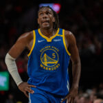 Oct 23, 2024; Portland, Oregon, USA; Golden State Warriors forward Kevon Looney (5) is pictured against the Portland Trailblazers at Moda Center.