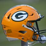 Jan 12, 2025; Philadelphia, Pennsylvania, USA; Green Bay Packers helmet on the sidelines against the Philadelphia Eagles in an NFC wild card game at Lincoln Financial Field. Mandatory Credit: Eric Hartline-Imagn Images