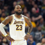 Jan 25, 2025; San Francisco, California, USA; Los Angeles Lakers forward LeBron James (23) during the second quarter against the Golden State Warriors at Chase Center.