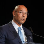 Feb 5, 2025; New Orleans, LA, USA; NFLPA executive director Lloyd Howell during the NFLPA press conference at the Super Bowl LIX media center at the Ernest N. Morial Convention Center. Mandatory Credit: Kirby Lee-Imagn Images