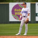 Fort Cobb-Broxton's Eli Willits is pictured during the high school baseball game between Fort Cobb-Broxton and Stillwater at Edmond Santa Fe High School in Edmond, Okla., Friday, April, 18, 2025.