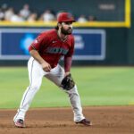 MLB trade deadline May 28, 2025; Phoenix, Arizona, USA; Arizona Diamondbacks third baseman Eugenio Suarez against the Pittsburgh Pirates at Chase Field. Mandatory Credit: Mark J. Rebilas-Imagn Images