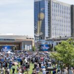 Jun 24, 2025; Oklahoma City, OK, USA; Fans at Scissortail Park during the 2025 NBA Oklahoma City Thunder championship parade. Mandatory Credit: Brett Rojo-Imagn Images