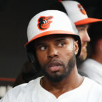 Jul 8, 2025; Baltimore, Maryland, USA; Baltimore Orioles outfielder Cedric Mullins (31) after scoring during the third inning on a hit by second baseman Jackson Holliday (not shown) against the New York Mets at Oriole Park at Camden Yards.
