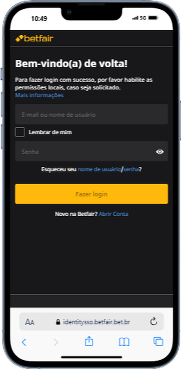 Como fazer login Betfair