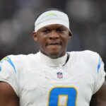 Jan 5, 2025; Paradise, Nevada, USA; Los Angeles Chargers wide receiver DJ Chark Jr. (9) during the game against the Las Vegas Raiders at Allegiant Stadium.