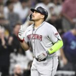 Jul 7, 2025; San Diego, California, USA; Arizona Diamondbacks first baseman Josh Naylor (22) gestures after hitting a two-run home run during the fifth inning against the San Diego Padres at Petco Park.