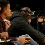 Mar 16, 2024; Los Angeles, California, USA; Shannon Sharpe during the second quarter between the Golden State Warriors and Los Angeles Lakers at Crypto.com Arena.