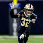 Dec 29, 2024; New Orleans, Louisiana, USA; New Orleans Saints safety Tyrann Mathieu (32) reacts to a play against the Las Vegas Raiders during the second half at Caesars Superdome.