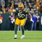 Nov 24, 2024; Green Bay, Wisconsin, USA; Green Bay Packers offensive linenam Zach Tom (50) during the game against the San Francisco 49ers at Lambeau Field.