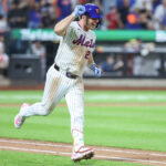 Aug 12, 2025; New York City, New York, USA; New York Mets first baseman Pete Alonso (20) runs after hitting a solo home run in the sixth inning against the Atlanta Braves at Citi Field. Mandatory Credit: Wendell Cruz-Imagn Images