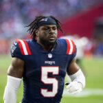 Dec 15, 2024; Glendale, Arizona, USA; New England Patriots safety Jabrill Peppers (5) against the Arizona Cardinals at State Farm Stadium.