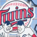 May 4, 2017; Minneapolis, MN, USA; The Minnesota Twins logo in center field during a game against the Oakland Athletics at Target Field. Mandatory Credit: Brad Rempel-USA TODAY Sports