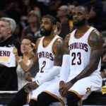 June 9, 2017; Cleveland, OH, USA; Cleveland Cavaliers guard Kyrie Irving (2) and forward LeBron James (23) during the second quarter in game four of the 2017 NBA Finals against the Golden State Warriors at Quicken Loans Arena. Mandatory Credit: Kyle Terada-USA TODAY Sports