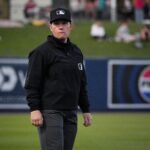 Jen Pawol becomes first female umpire in MLB history to work a spring training game between the Houston Astros and Washington Nationals on Saturday, February 24, 2024 at the Cacti Stadium in West Palm Beach.