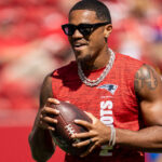Sep 29, 2024; Santa Clara, California, USA; New England Patriots wide receiver Kendrick Bourne (84) during warmups before the start of the game against the San Francisco 49ers at Levi's Stadium.