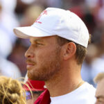 Oct 19, 2024; Norman, Oklahoma, USA; Former NBA and Oklahoma Sooners player Blake Griffin during the game against the South Carolina Gamecocks at Gaylord Family-Oklahoma Memorial Stadium. Mandatory Credit: Kevin Jairaj-Imagn Images
