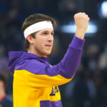 Jan 25, 2025; San Francisco, California, USA; Los Angeles Lakers guard Austin Reaves (15) before the game against the Golden State Warriors at Chase Center.