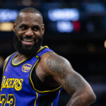 Mar 26, 2025; Indianapolis, Indiana, USA; Los Angeles Lakers forward LeBron James (23) in the first half Indiana Pacers at Gainbridge Fieldhouse. Mandatory Credit: Trevor Ruszkowski-Imagn Images