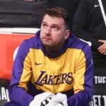Luka Doncic Lakers Mavericks Apr 9, 2025; Dallas, Texas, USA; Los Angeles Lakers guard Luka Doncic (77) reacts while watching a tribute video before the game against the Dallas Mavericks at American Airlines Center. Mandatory Credit: Kevin Jairaj-Imagn Images