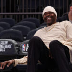 May 29, 2025; New York, New York, USA; New York Knicks former player Patrick Ewing looks on before game five against the Indiana Pacers in the eastern conference finals for the 2025 NBA Playoffs at Madison Square Garden.