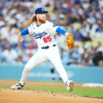 Jul 3, 2025; Los Angeles, California, USA; Los Angeles Dodgers starting pitcher Dustin May (85) throws a pitch during the third inning against the Chicago White Sox at Dodger Stadium. Mandatory Credit: Kirby Lee-Imagn Images