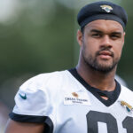 Jul 24, 2025; Jacksonville, FL, USA; Jacksonville Jaguars defensive end Arik Armstead (91) participates in training camp at Miller Electric Center. Mandatory Credit: Nathan Ray Seebeck-Imagn Images