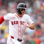 Jul 27, 2025; Boston, Massachusetts, USA; Boston Red Sox right fielder Roman Anthony (19) runs the bases after hitting a RBI triple against the Los Angeles Dodgers during the fifth inning at Fenway Park. Mandatory Credit: Brian Fluharty-Imagn Images