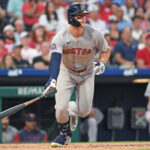 Jul 21, 2025; Philadelphia, Pennsylvania, USA; Boston Red Sox outfielder Roman Anthony (19) against the Philadelphia Phillies at Citizens Bank Park. Mandatory Credit: Eric Hartline-Imagn Images